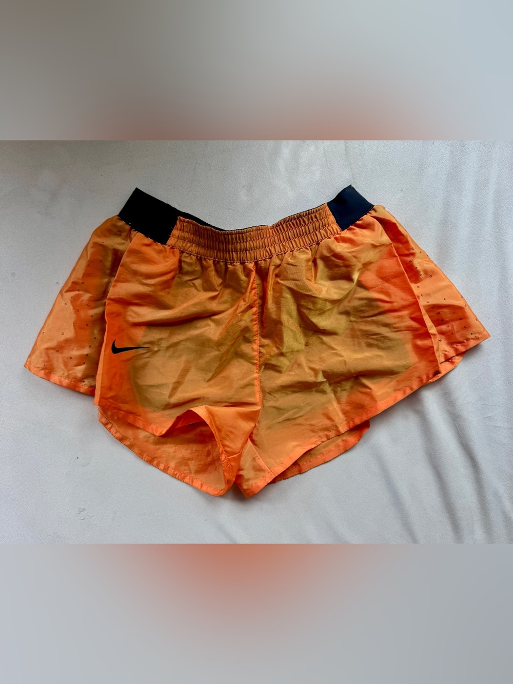 NIKE Women's Bright Orange Athletic Shorts with Black Waistband